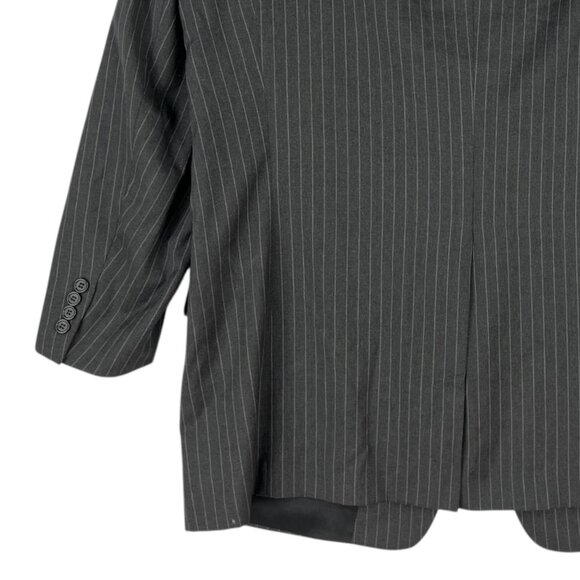 Hickey Freeman Men's Black Pinstripe Wool Blazer Jacket Coat Size 46 Long - Picture 4 of 12